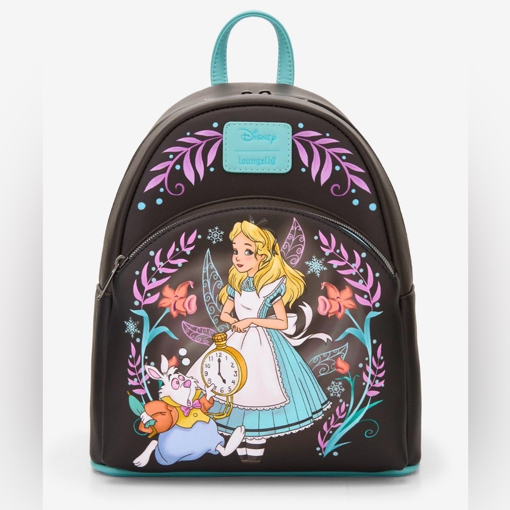 Loungefly Disney Alice In Wonderland Winter Drawing Mini Backpack NWT